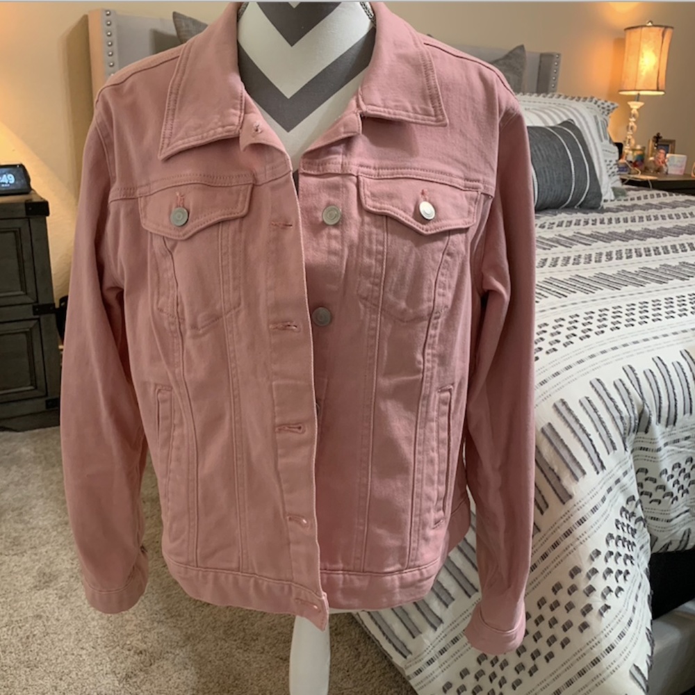 Time and Tru Pink Denim Jacket XL (12, 14)